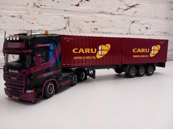 WSI Scania Hart transport Haamstede met 2 CARU containers, Hobby en Vrije tijd, Modelauto's | 1:50, Zo goed als nieuw, Bus of Vrachtwagen
