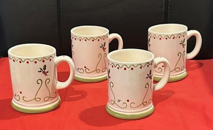 4x grote kerstmok/kerst beker, chocolade mok, Jet ter Steege, Huis en Inrichting, Keuken | Servies, Zo goed als nieuw, Kop(pen) en/of Schotel(s)