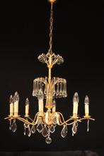 kroonluchter met24glazen druppels en12glazen ballen peggels., Huis en Inrichting, Lampen | Kroonluchters, Ophalen, Gebruikt