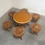 Bamboo krukjes en tafel jaren 60 70 Italiaans design, Ophalen