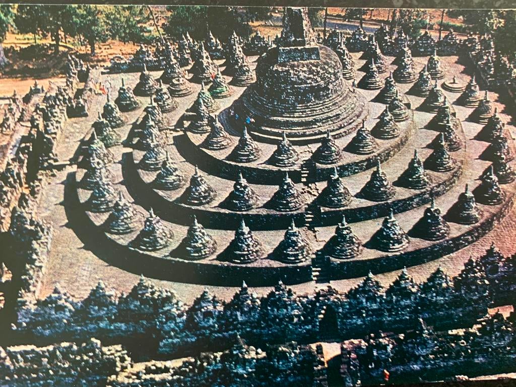 Indonesië, Borobudur, 4 ansichtkaarten. Prijs per set., Ophalen of Verzenden, Buiten Europa