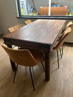 MOET WEG - antieke eiken eettafel met stoelen, Huis en Inrichting, Tafels | Eettafels, Ophalen, Gebruikt, Eikenhout, Vijf personen of meer