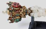 Phurba crystal - halfedelstenen - verguld brons crystal staa, Antiek en Kunst, Ophalen of Verzenden