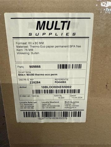 16 dozen thermo etiketten 60x80mm –16.000 per doos – ophalen beschikbaar voor biedingen