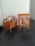 Rotan set bohemian stijl (plant) tafel en lectuur houder, Huis en Inrichting, Tafels | Bijzettafels, Ophalen, Minder dan 55 cm