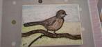 Schilderij: Vogel op tak, Antiek en Kunst, Kunst | Tekeningen en Foto's, Ophalen