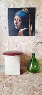 Retro vintage poefje, voetenbankje, krukje, kruk, poef, Huis en Inrichting, Krukjes, Overige materialen, Gebruikt, Vintage, Ophalen of Verzenden