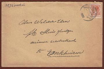 Envelop uit Geldermalsen naar Enkhuizen - 1932 (pst. Gelderm beschikbaar voor biedingen