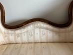 Antieke Crème Bank met Lierpatroon en Houten Frame, Ophalen