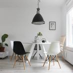 Woood eettafel Rhonda wit ronde tafel rond, Huis en Inrichting, Ophalen, 100 tot 150 cm, Zo goed als nieuw, Vijf personen of meer