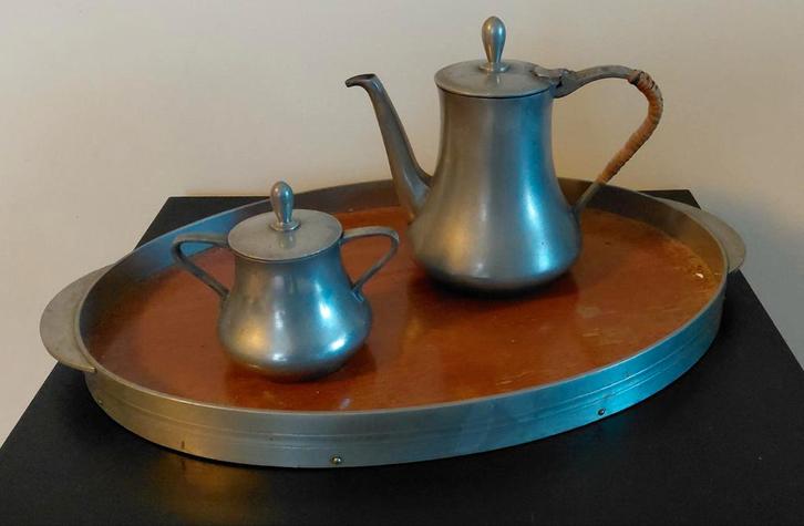 Meeuws Zeister Tinnen Koffie, Thee & Suikerstel, Antiek en Kunst, Antiek | Tin, Ophalen of Verzenden