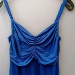 Madeleine viscose jurk kobaltblauw geribbeld front M-L 35864, Kleding | Dames, Blauw, Maat 42/44 (L), Madeleine, Ophalen of Verzenden