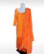 Oranje Bandhej Suit Rajasthan M/L, Ophalen of Verzenden, Zo goed als nieuw, Maat 38/40 (M), Oranje