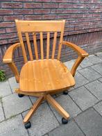 Vintage Ikea Joel houten verstelbare bureaustoel met wielen, Huis en Inrichting, Bureaustoelen, Ophalen, Bruin, Bureaustoel