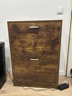 Shoe cabinet - shoe rack - 2 compartments - vintage brown, Ophalen, Gebruikt, 1 of 2 laden, Vintage