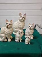 houten poezen katten beelden vijf stuks, Verzamelen, Beelden en Beeldjes, Ophalen of Verzenden