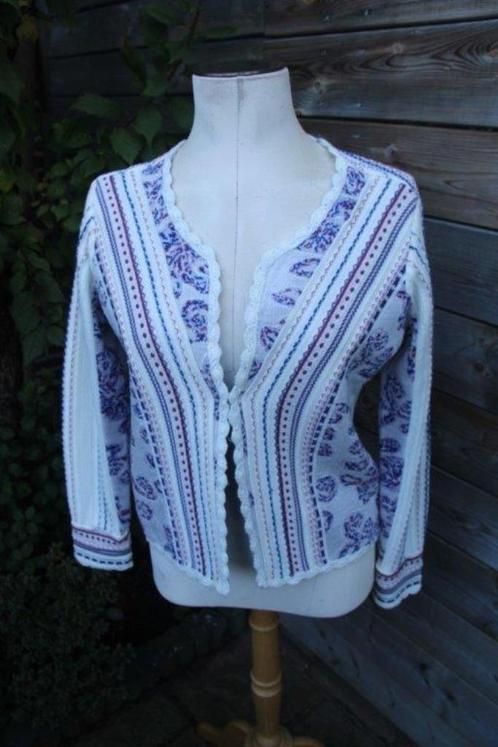 Vest creme/ blauw/ oud roze Didi mt L Vaste prijs, Kleding | Dames, Truien en Vesten, Zo goed als nieuw, Maat 42/44 (L), Beige