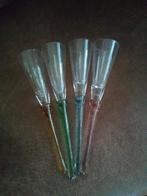 4 champagne glazen zonder voet. Steel gekleurd glas, Glas of Glazen, Ophalen of Verzenden, Overige stijlen, Glas