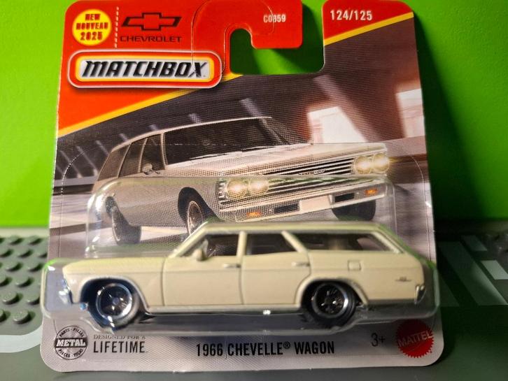 Matchbox 124 - 1966 Chevrolet Chevelle Wagon [wit] 1/65 MIB, Hobby en Vrije tijd, Modelauto's | Overige schalen, Nieuw, Auto, Ophalen of Verzenden