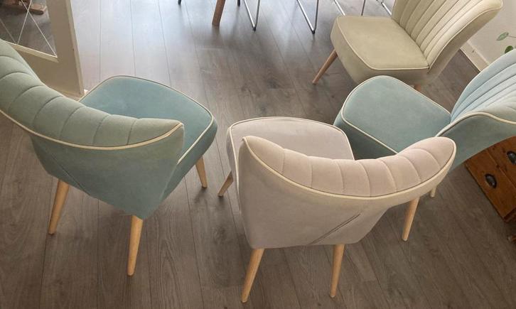 Barok eetkamerstoelen 4 stuks, Huis en Inrichting, Stoelen, Gebruikt, Vier, Stof, Grijs, Ophalen of Verzenden