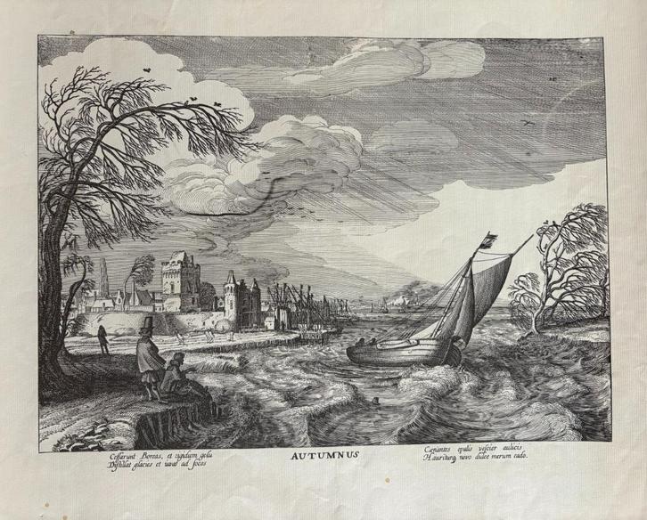 4 fraaie gravures, de 4 seizoenen, Jan van de Velde II, Antiek en Kunst, Kunst | Etsen en Gravures, Ophalen of Verzenden