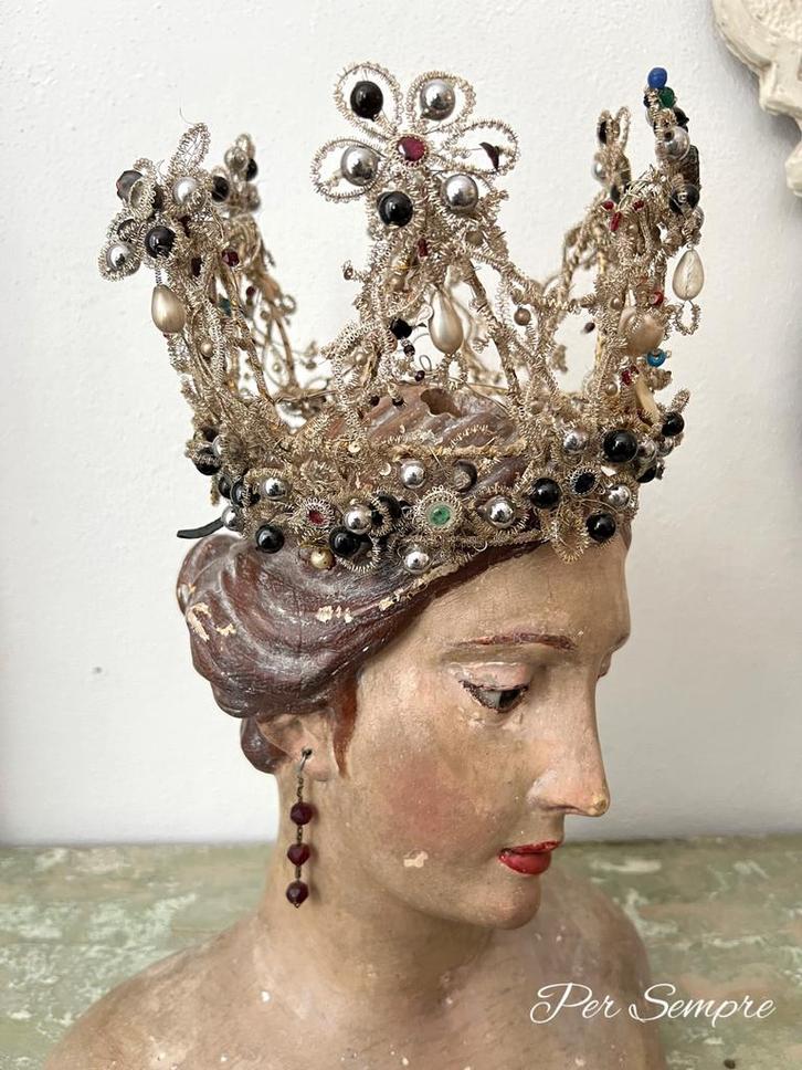 Per Sempre, Toscaanse Antieke Handgemaakte Madonna Kroon, Antiek en Kunst, Antiek | Woonaccessoires, Ophalen of Verzenden