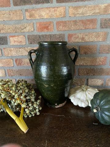 Brocante oude olijfpot, hoogte 29,5 cm beschikbaar voor biedingen