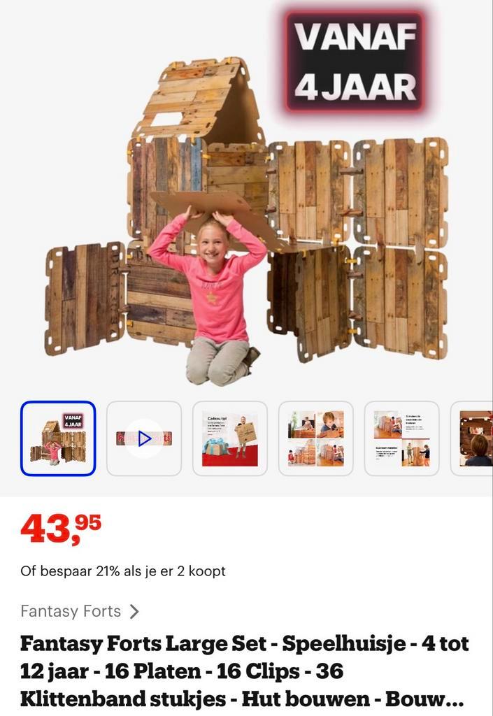 Hut bouwen! Fantasy Forts Speelhuis - Grote Set, Kinderen en Baby's, Speelgoed | Buiten | Speeltoestellen, Gebruikt, Overige typen