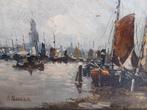 Klassiek schilderij met bomschuiten, Antiek en Kunst, Kunst | Schilderijen | Klassiek, Ophalen of Verzenden