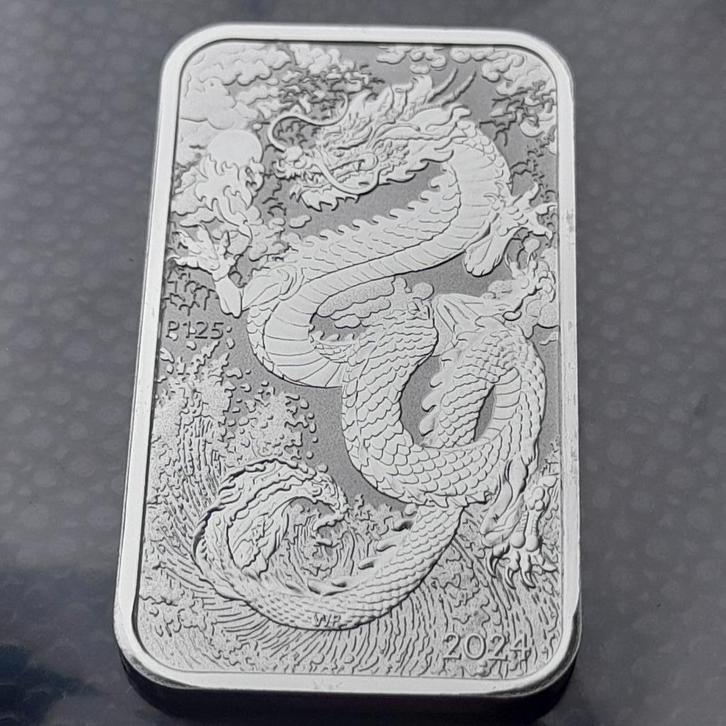 2024 Australia 1 oz silver Dragon Rectangle BU, Postzegels en Munten, Munten | Oceanië, Losse munt, Zilver, Ophalen of Verzenden