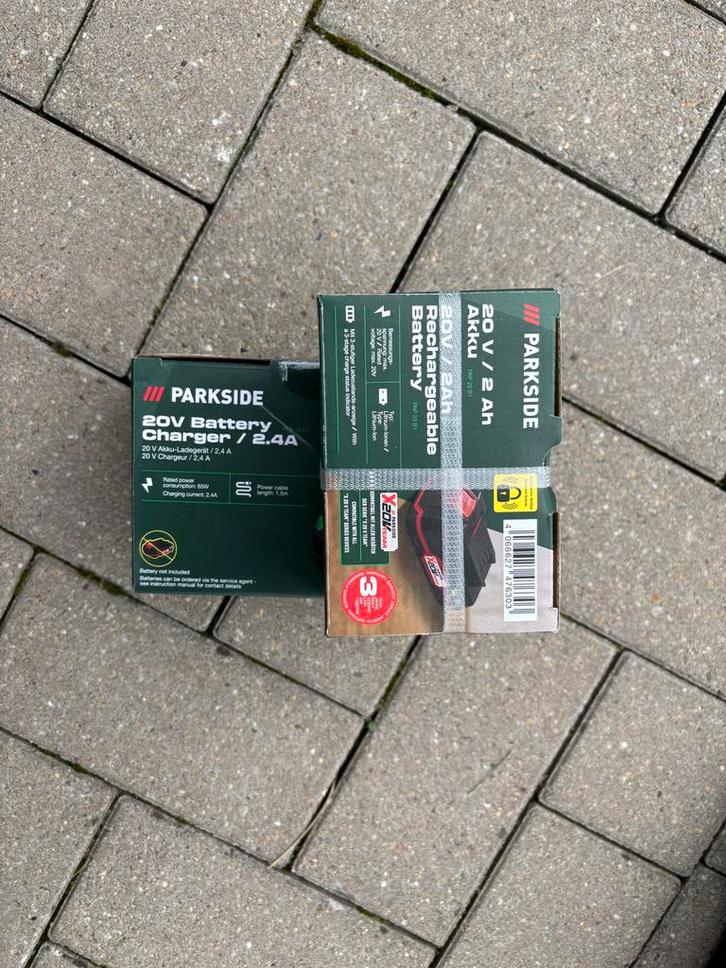 Parkside Accu 20V 2Ah + Lader - Nieuw in doos!, Doe-het-zelf en Verbouw, Gereedschap | Machine-onderdelen en Toebehoren, Nieuw