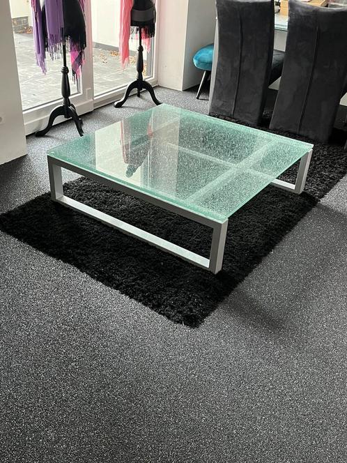 Craquele glazen salontafel 110x110 cm, Huis en Inrichting, Tafels | Salontafels, Ophalen of Verzenden