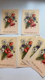 Vintage verjaardagskaarten - veldbloemen - 6 stuks, Ophalen of Verzenden, 1960 tot 1980