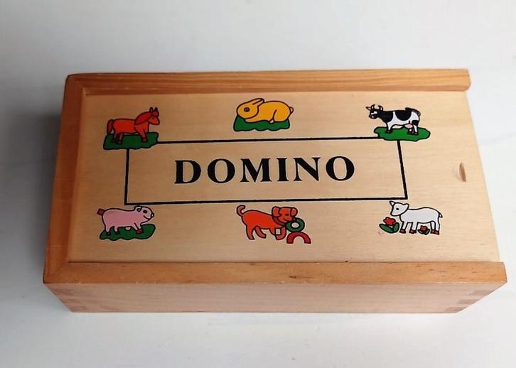 kinder domino van hout motief dieren, Kinderen en Baby's, Speelgoed | Educatief en Creatief, Zo goed als nieuw, Puzzelen, Ophalen of Verzenden
