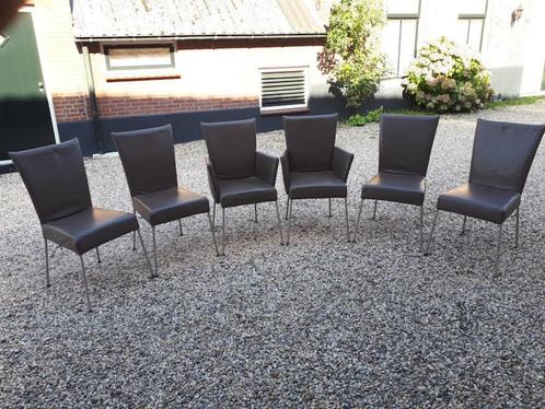 Eetkamerstoelen,  6 stuks leer, met verstelbare rugleuning, Huis en Inrichting, Stoelen, Gebruikt, Vijf, Zes of meer stoelen, Leer