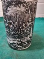 bierpul met jacht afbeelding en tinnen deksel, Verzamelen, Glas en Borrelglaasjes, Ophalen of Verzenden, 'T Olde Gre-j, Info@toldegrej.nl