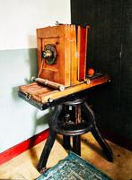 Antieke houten platencamera op statief, Audio, Tv en Foto, Fotocamera's Analoog, Ophalen, Gebruikt, Spiegelreflex, Overige Merken