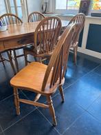 Eettafel met zes stoelen., Ophalen, Gebruikt, Eikenhout, 200 cm of meer