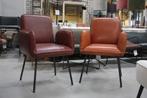 2 x luxe eetkamerstoel SHUFFLE Jess leer bruin cognac design, Huis en Inrichting, Stoelen, Ophalen, Twee, Bruin, Zo goed als nieuw