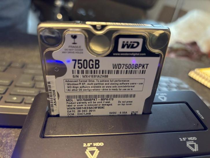 WD Black 750GB 2.5” 7200rpm | optioneel ext behuizing USB3.2, Computers en Software, Harde schijven, Zo goed als nieuw, Laptop