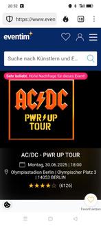 Hardcopy kaart staanplaats AC/DC voor maandag 30 juni 2025, Tickets en Kaartjes, Eén persoon