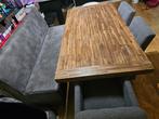 Mooie teakhouten tafel en 4 stoelen, bank is verkocht!, Huis en Inrichting, Complete eetkamers, Ophalen, Zo goed als nieuw, 4 tot 6 stoelen