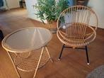 Rotan setje, vintage, Huis en Inrichting, Stoelen, Ophalen, Zo goed als nieuw, Bruin, Eén