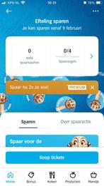 2 volle Efteling spaarkaarten van AH, Tickets en Kaartjes, Eén persoon, Kortingsbon, Pretpark