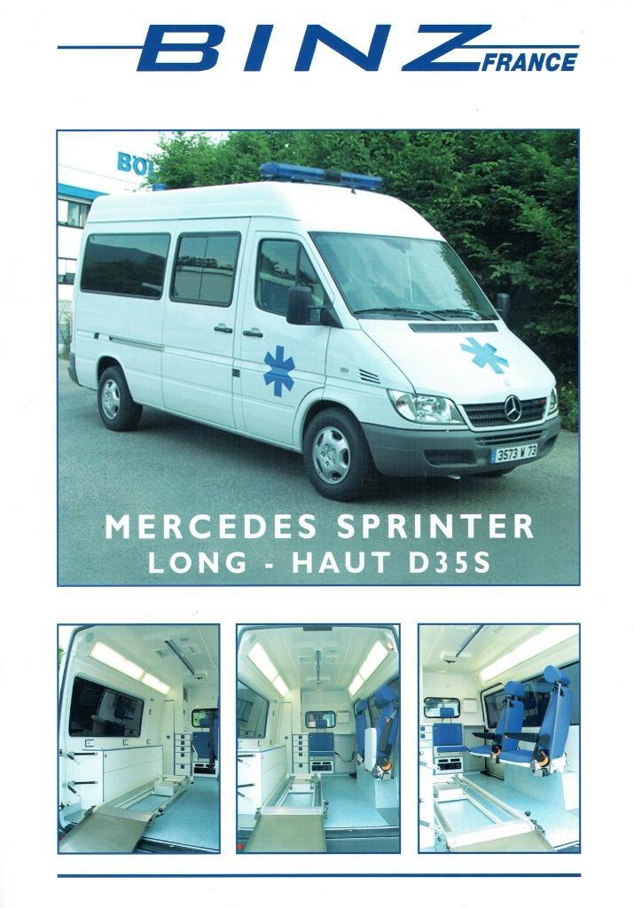 Folder Binz - Mercedes Sprinter D35S Ambulance (ca.2006), Boeken, Auto's | Folders en Tijdschriften, Gelezen, Mercedes, Verzenden