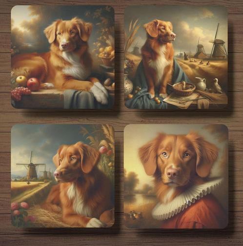 Toller Rembrandt stijl onderzetters met houder, Huis en Inrichting, Woonaccessoires | Onderzetters, Nieuw, Glas of Kopje, Ophalen of Verzenden