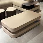 salon rond japandi stijl eiken fineer taupe 140x70cm, Huis en Inrichting, Ophalen, Japandi, 100 tot 150 cm, 50 tot 100 cm