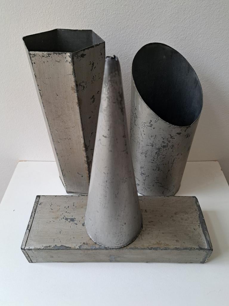 4 oude zinken geometrie modellen., Ophalen of Verzenden