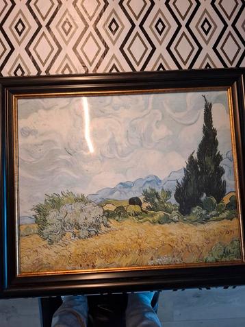 Schilderij - Tarweveld met Cipressen (Van Gogh stijl) beschikbaar voor biedingen