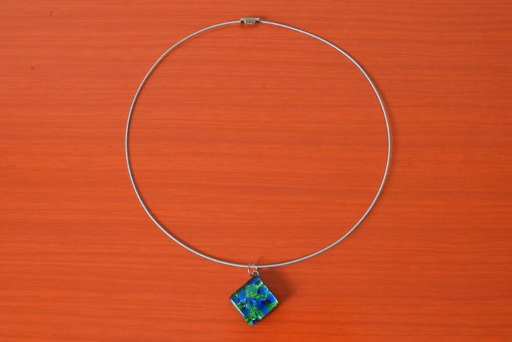 Retro vintage glazen Murano halsketting / hanger aan spang, Sieraden, Tassen en Uiterlijk, Kettingen, Zo goed als nieuw, Overige materialen